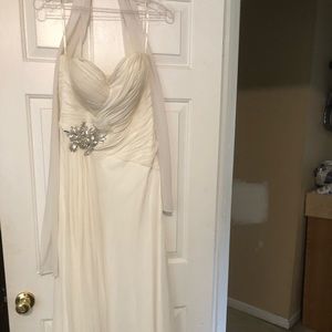 Prom gown off white with embellishments on waist